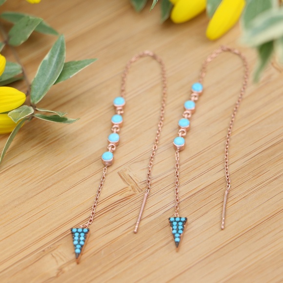 Sterling Silver Thread Nano Turquoise Rose Gold - Picture 4 of 8